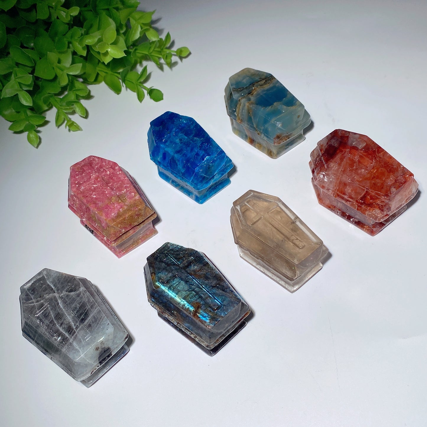 2.3" Mixed Crystal Coffin Carvings Bulk Wholesale