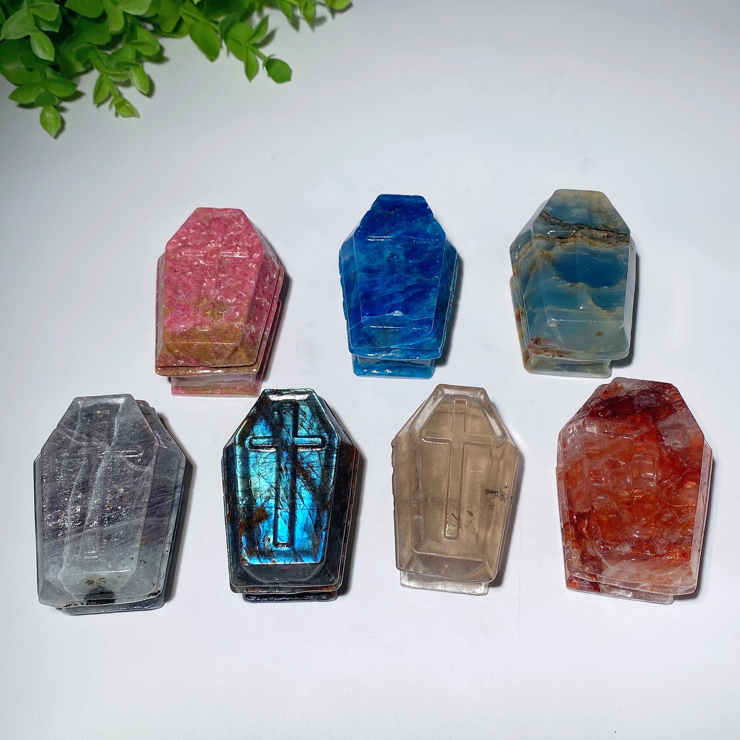 2.3" Mixed Crystal Coffin Carvings Bulk Wholesale