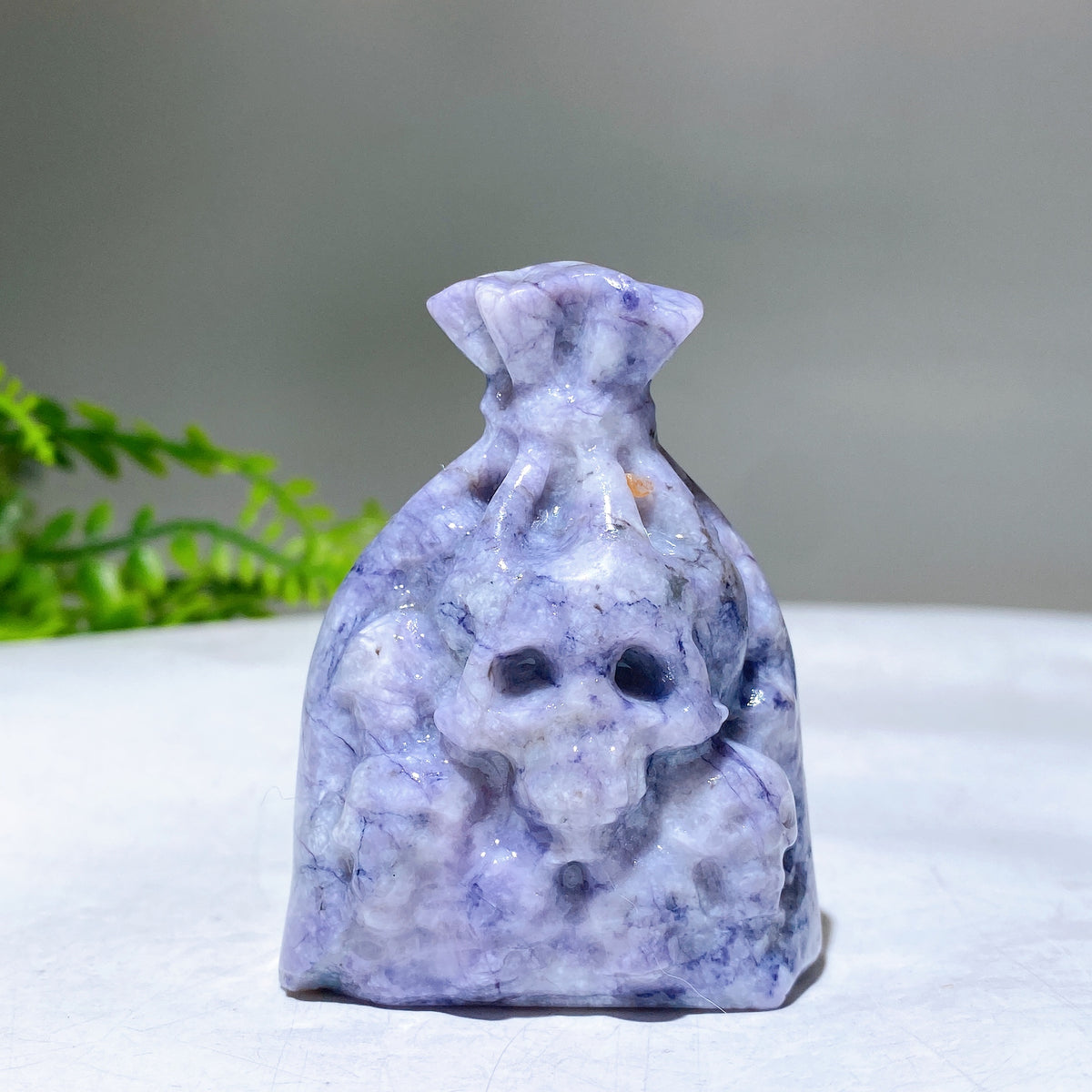 2.4" Crystal Money Bag with Skull Carving Wholesale