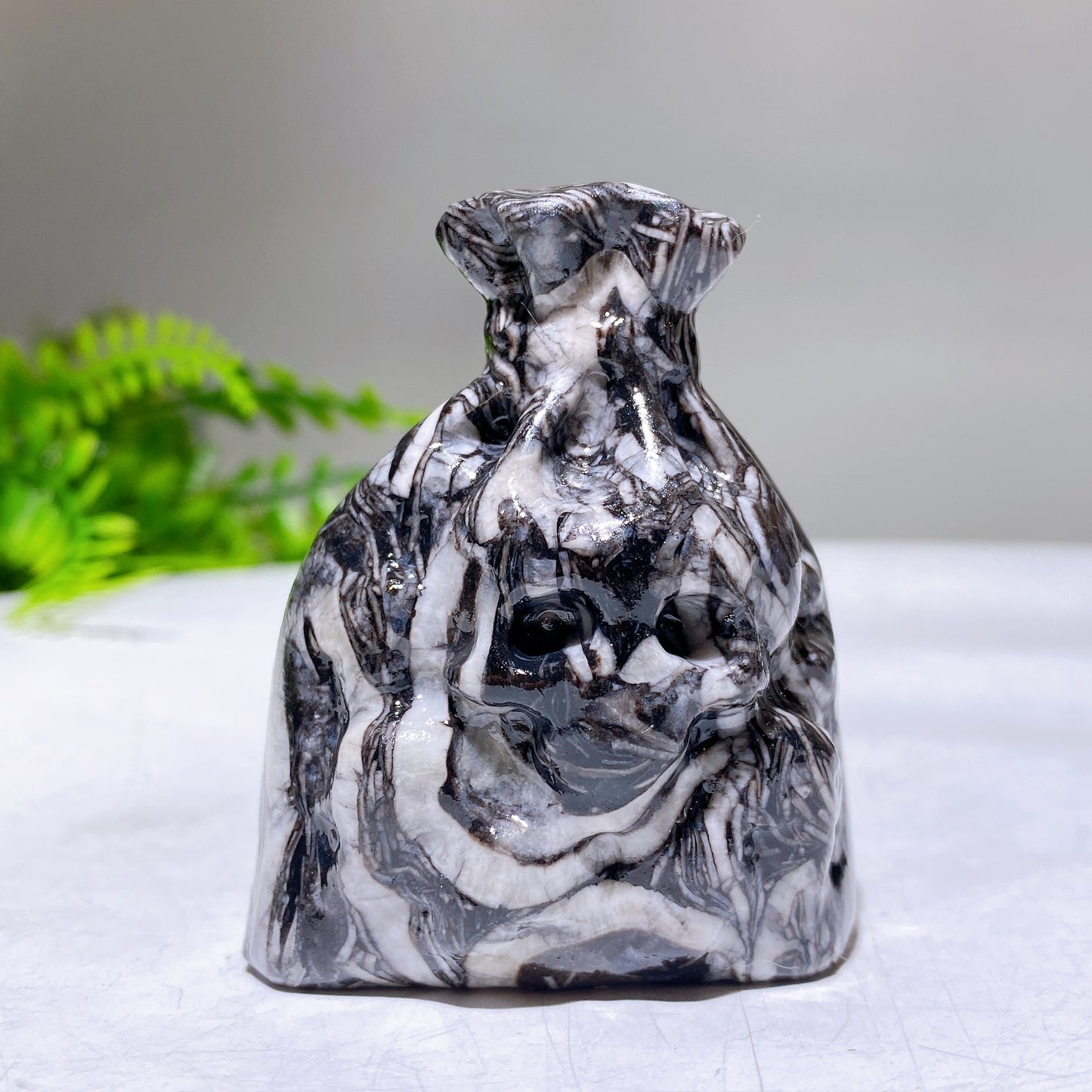 2.4" Crystal Money Bag with Skull Carving Wholesale