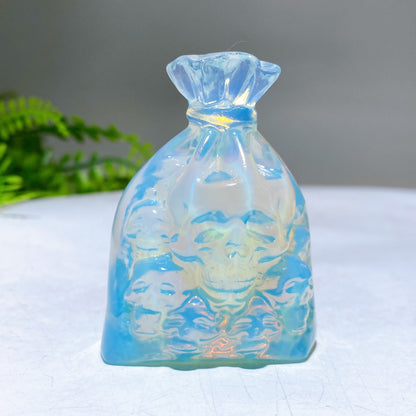 2.4" Crystal Money Bag with Skull Carving Wholesale