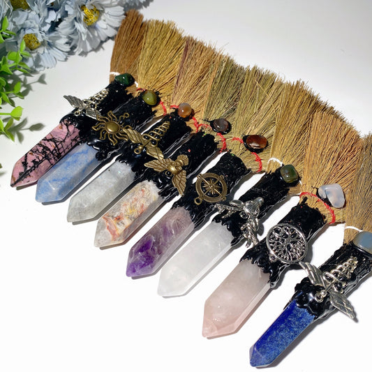 7.8" Mixed Crystal Broom with Random Pattern Bulk Wholesale