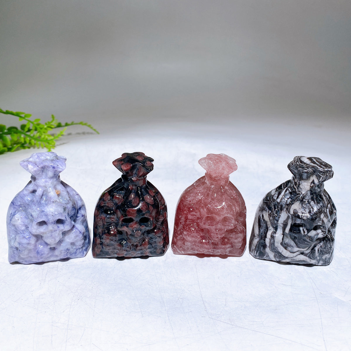 2.4" Crystal Money Bag with Skull Carving Wholesale