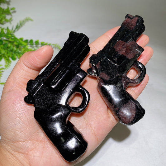4.0" Natural Crystal Gun Carving Wholesale