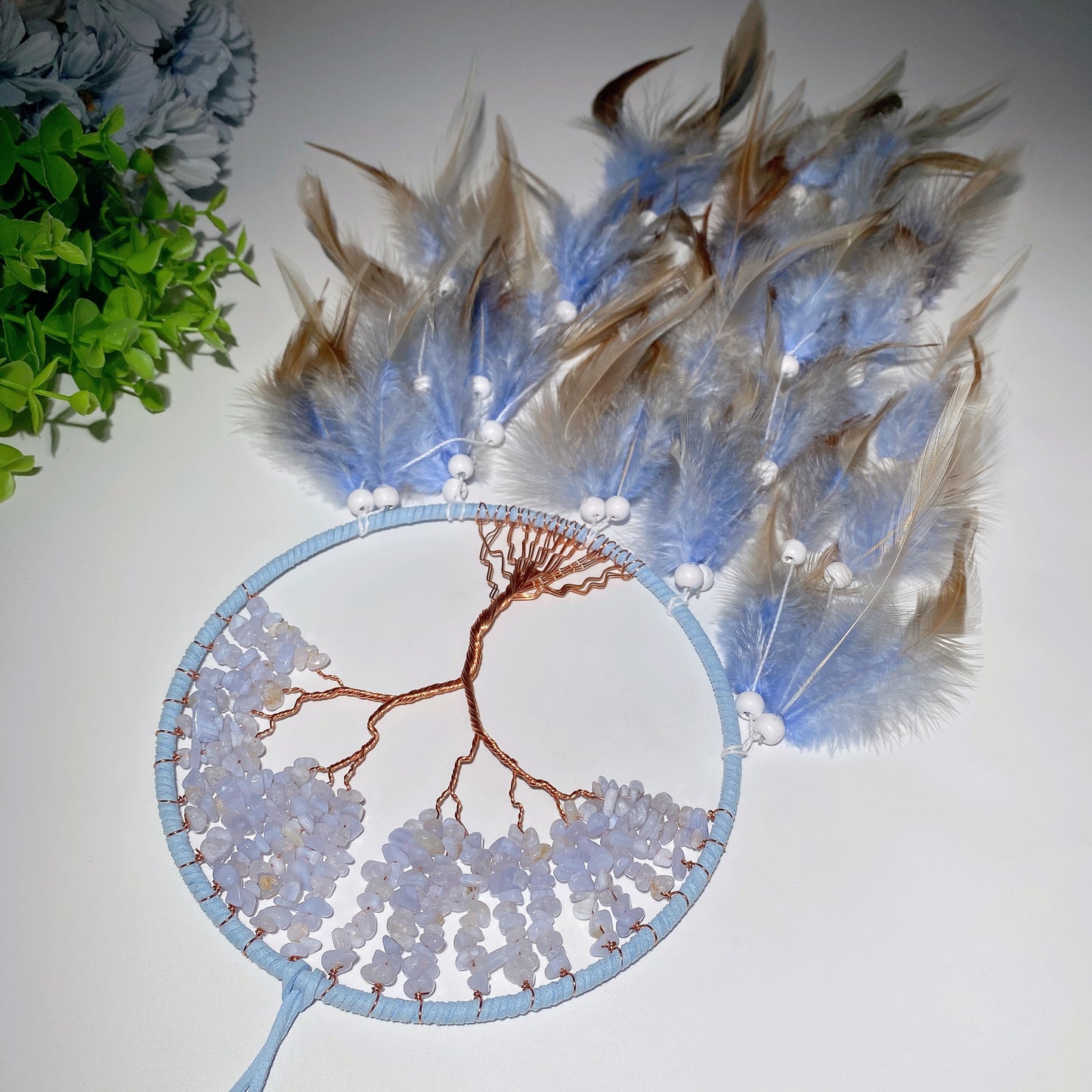 20" Mixed Crystal Life Tree Moon Shape Dreamcatcher Suncatcher Bulk Wholesale