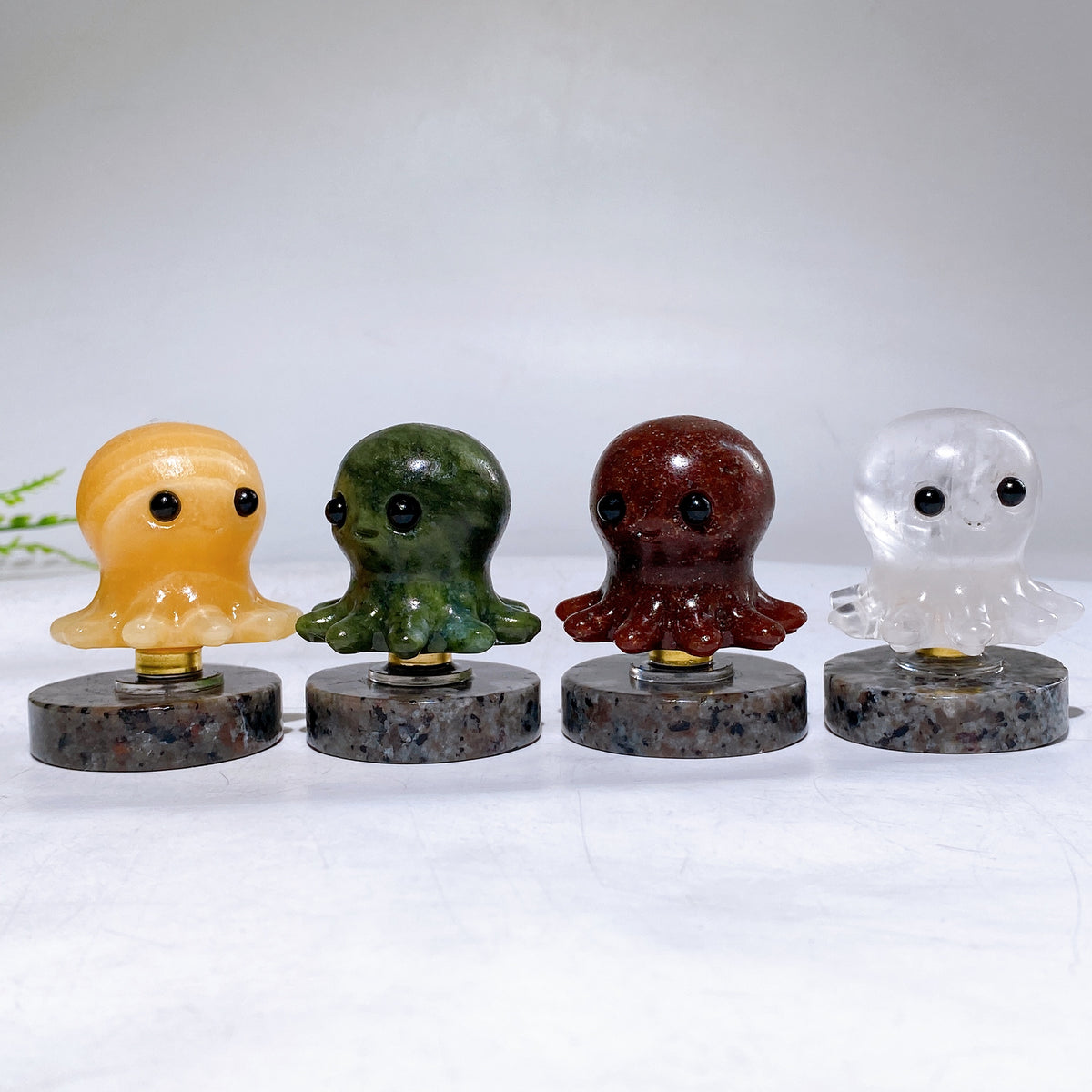 2.1" Natural Crystal Spinning Octopus with Yooperlite Base Wholesale