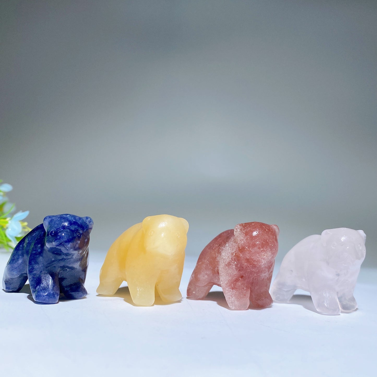 1.5" Mixed Crystal Mini Polar Bear Carvings Bulk Wholesale