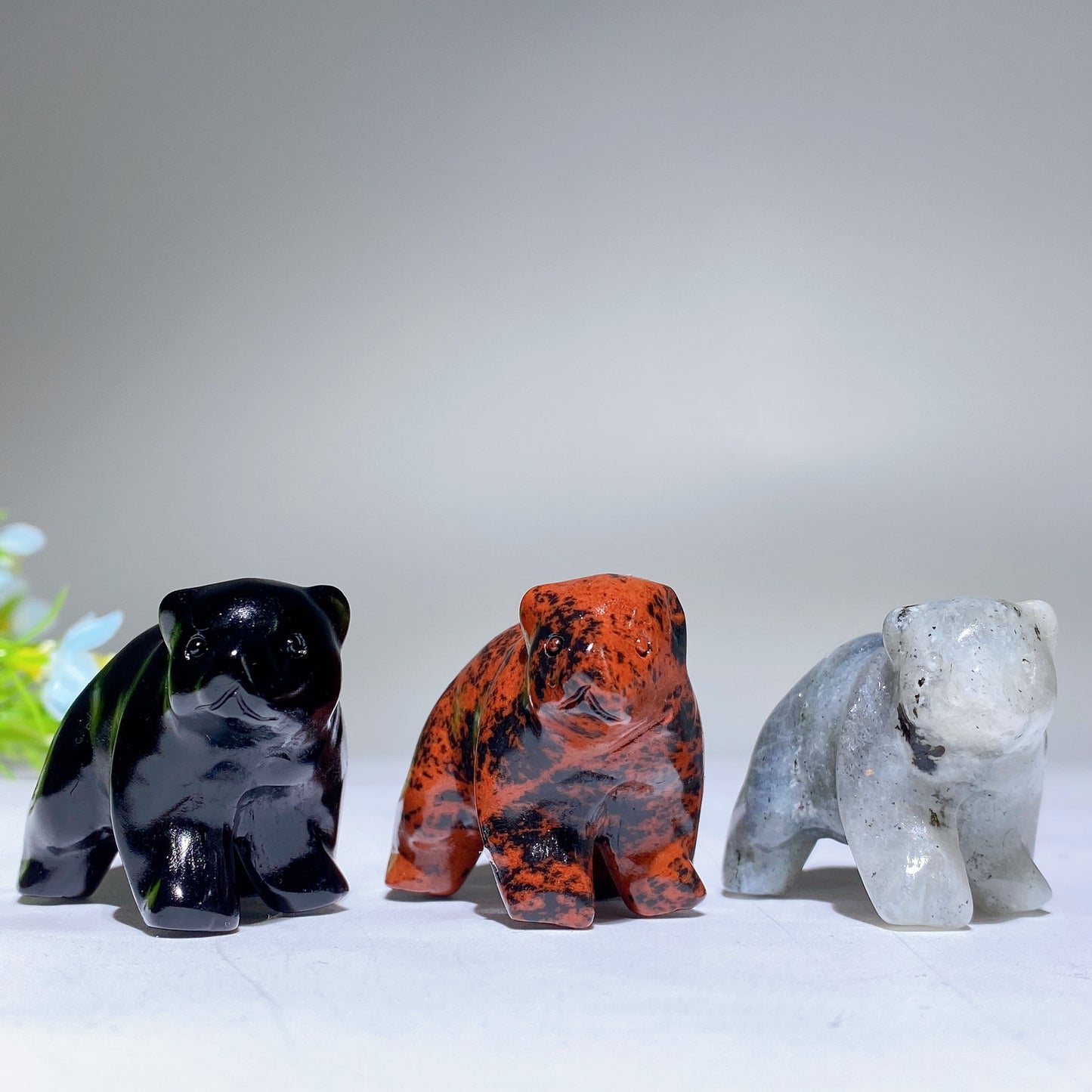 1.5" Mixed Crystal Mini Polar Bear Carvings Crystal Healing Bulk Wholesale