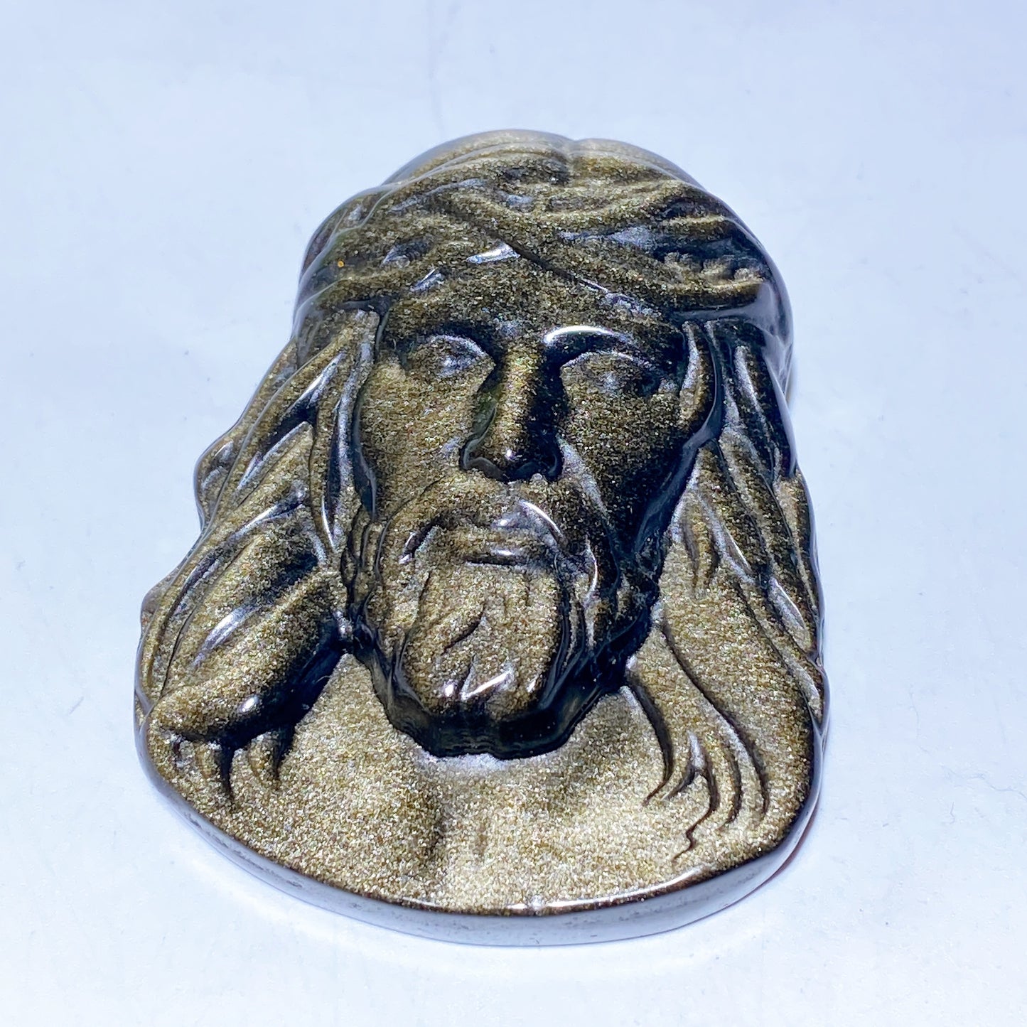 2.2" Silver Obsidian Golden Obsidian Man Face Carvings Bulk Wholesale