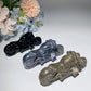 3.9" Pyrite Terahertz Black Obsidian Motorcycle Carvings Crystal Healing Bulk Wholesale