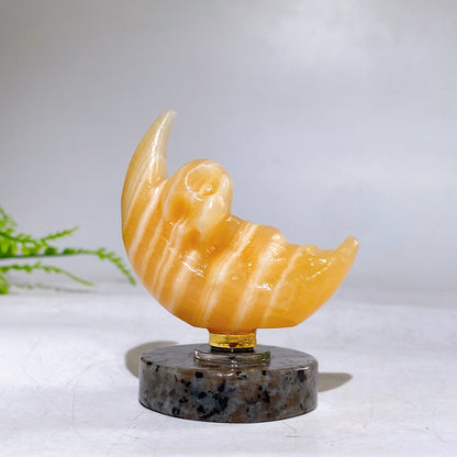 2.2" Natural Crystal Spinning Skeleton on Moon Carving with Yooperlite Base Carving Wholesale