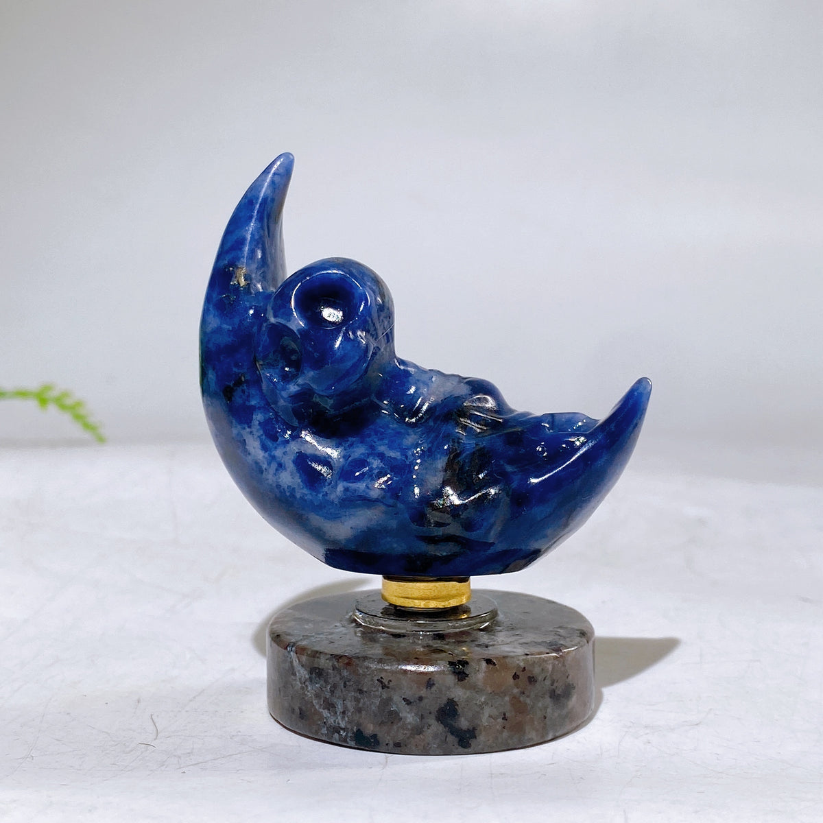 2.2" Natural Crystal Spinning Skeleton on Moon Carving with Yooperlite Base Carving Wholesale