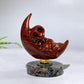 2.2" Natural Crystal Spinning Skeleton on Moon Carving with Yooperlite Base Carving Wholesale