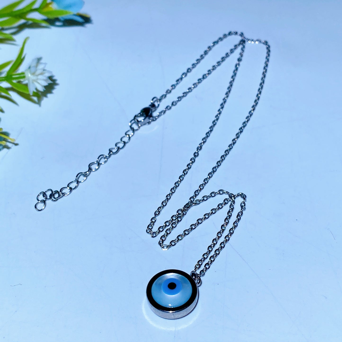 Silver Chain Crystal Evil Eye Necklace Crystal Healing Bulk Wholesale