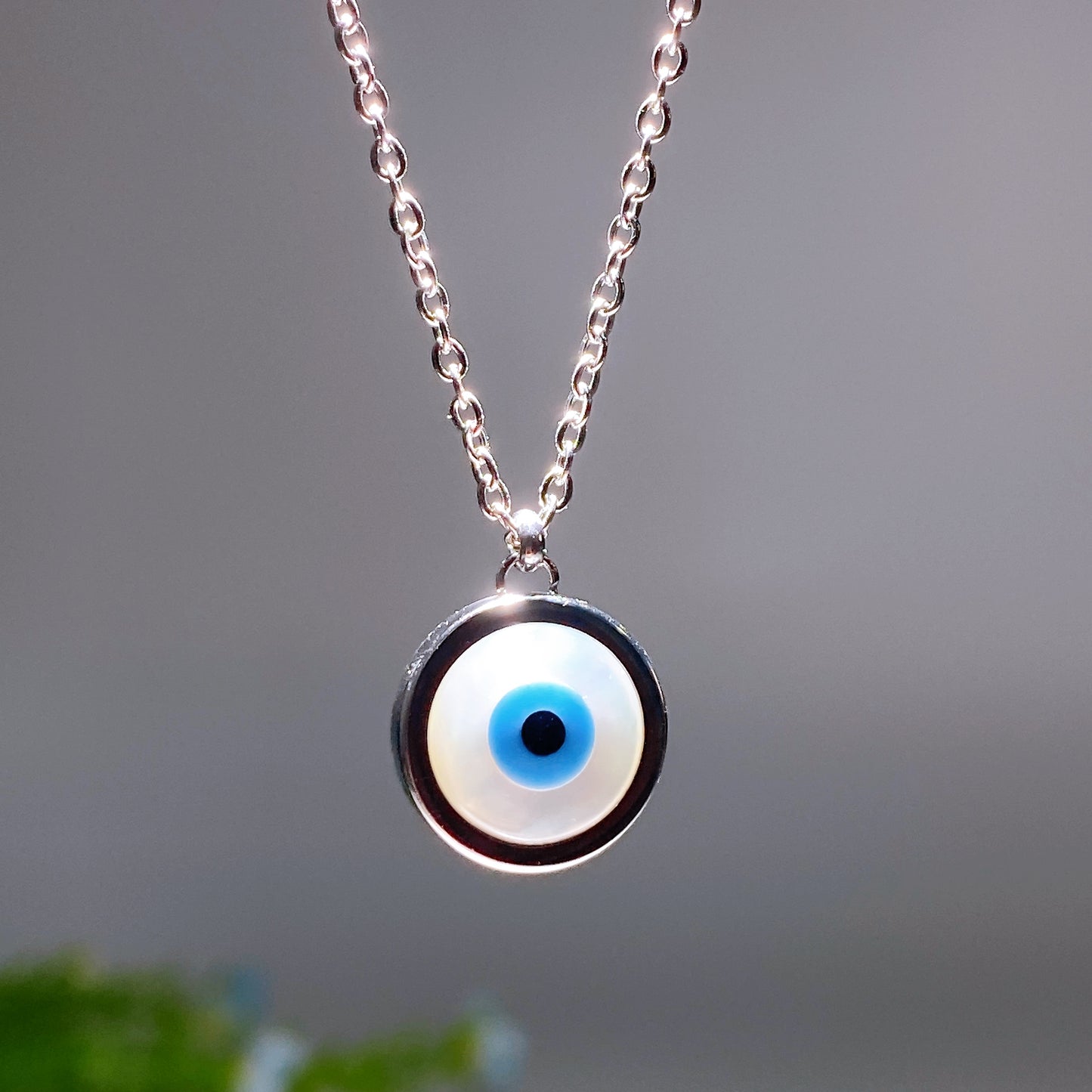 Silver Chain Crystal Evil Eye Necklace