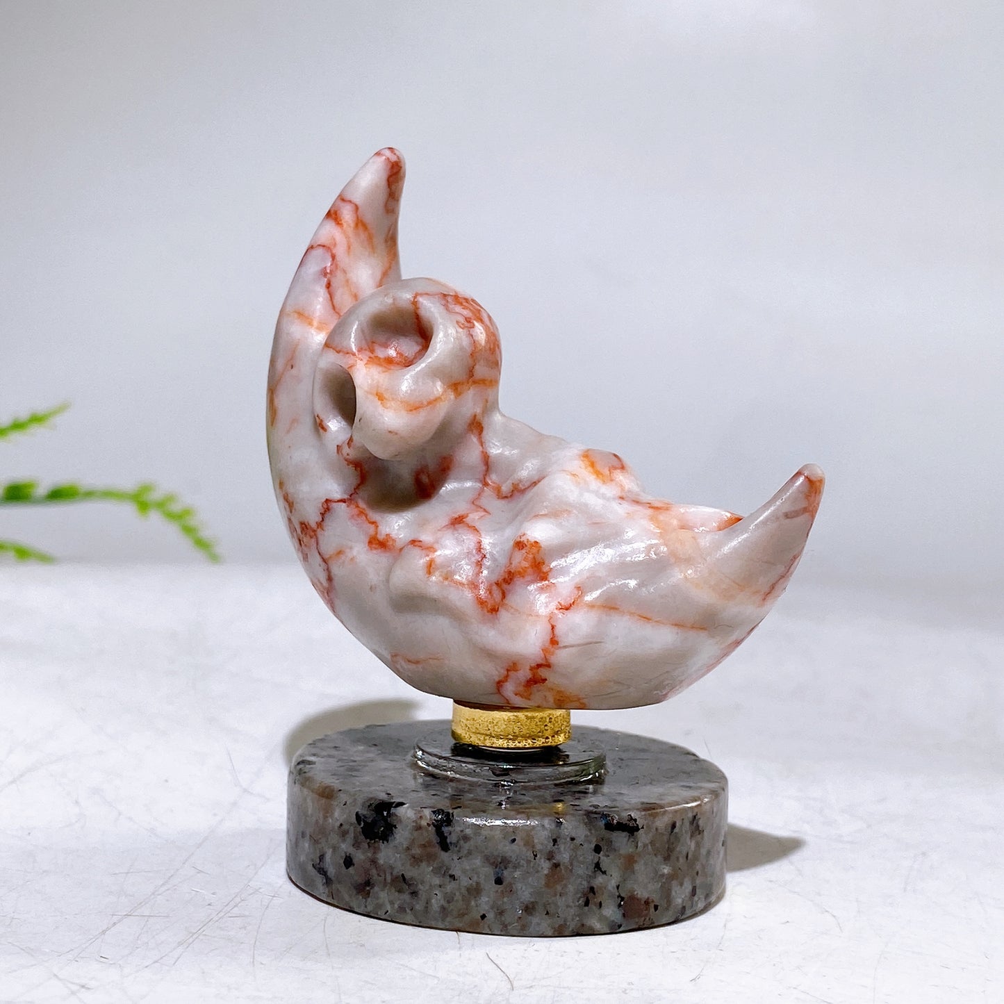 2.2" Natural Crystal Spinning Skeleton on Moon Carving with Yooperlite Base Carving Wholesale