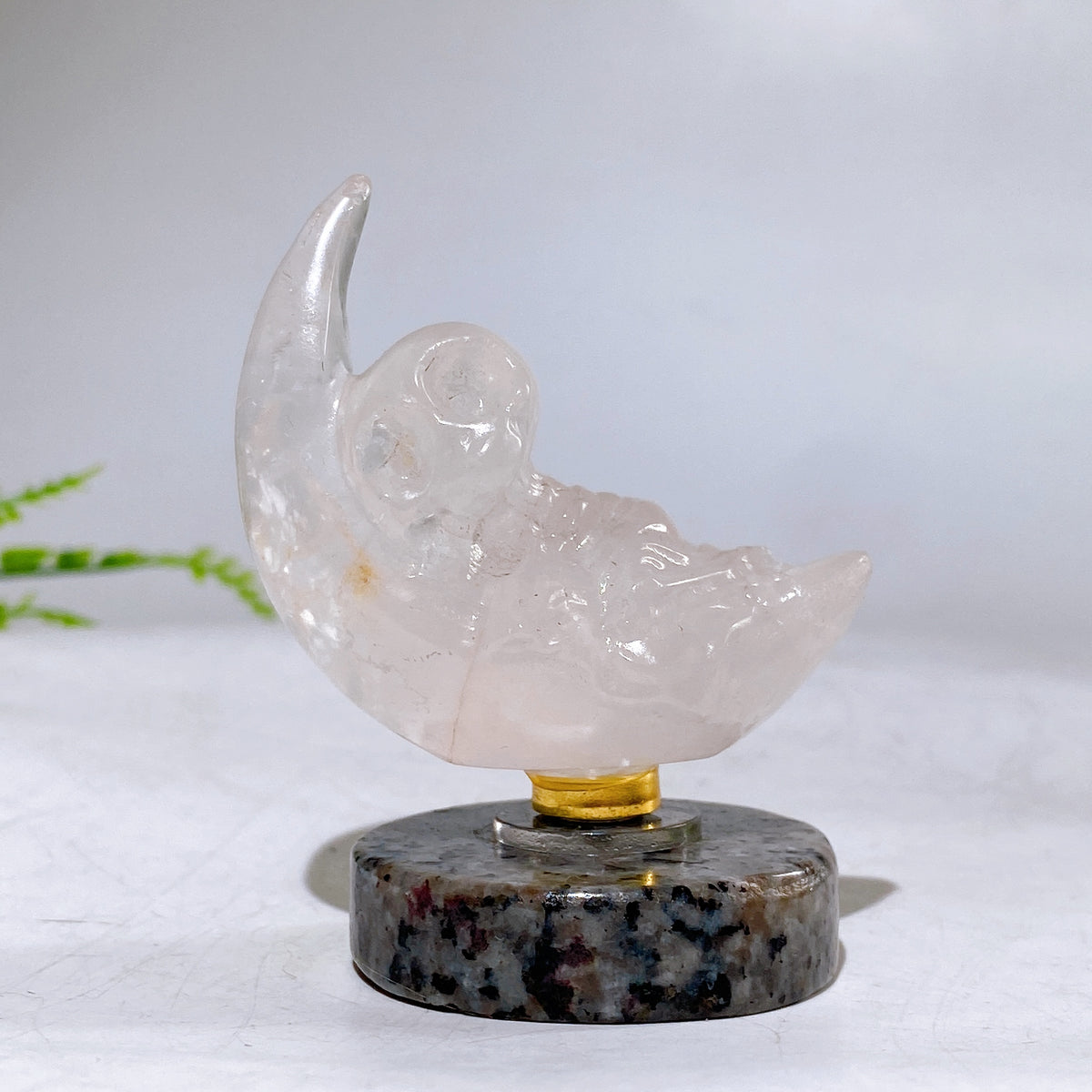2.2" Natural Crystal Spinning Skeleton on Moon Carving with Yooperlite Base Carving Wholesale