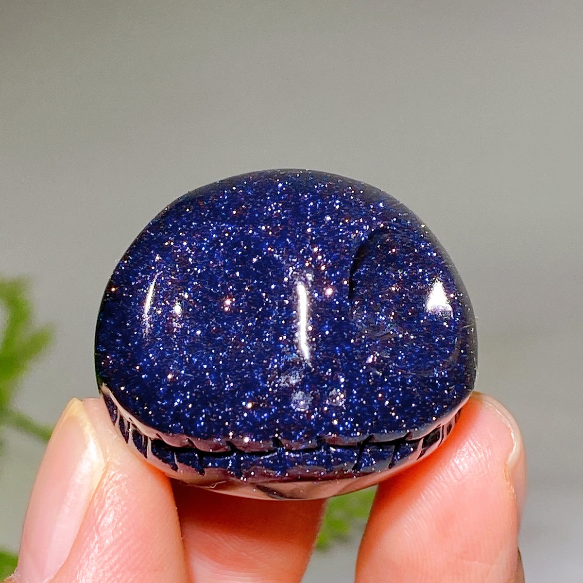 1.3" Blue Sandstone Jack Skellington Head Carving Wholesale