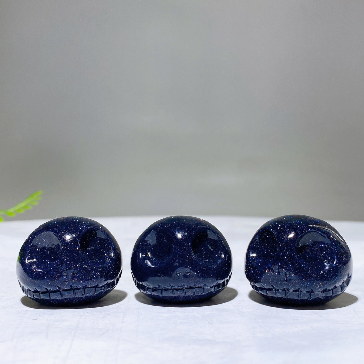 1.3" Blue Sandstone Jack Skellington Head Carving Wholesale