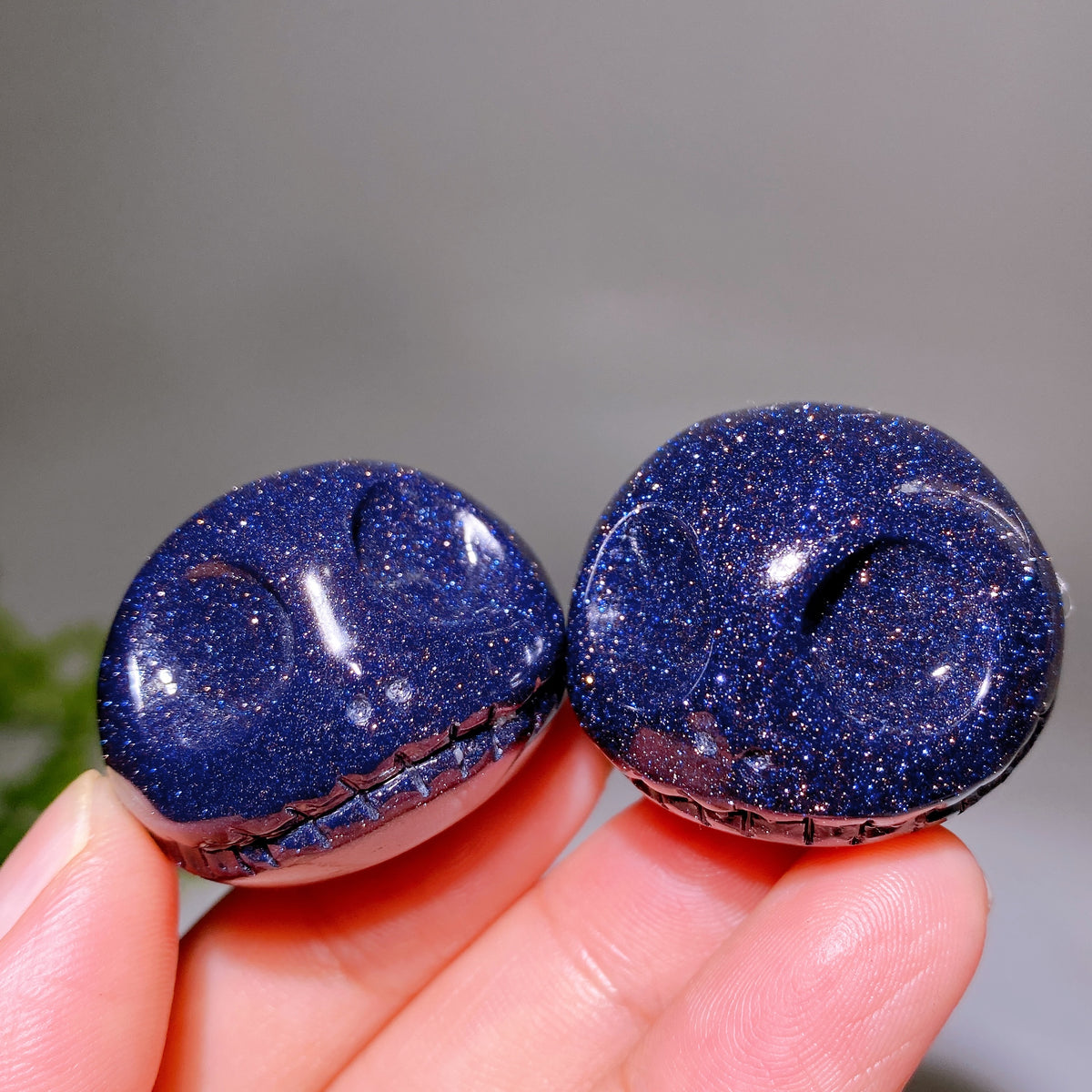 1.3" Blue Sandstone Jack Skellington Head Carving Wholesale