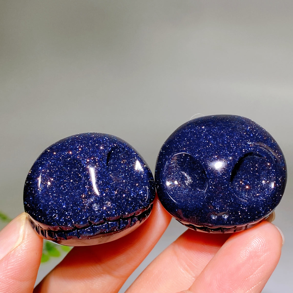 1.3" Blue Sandstone Jack Skellington Head Carving Wholesale