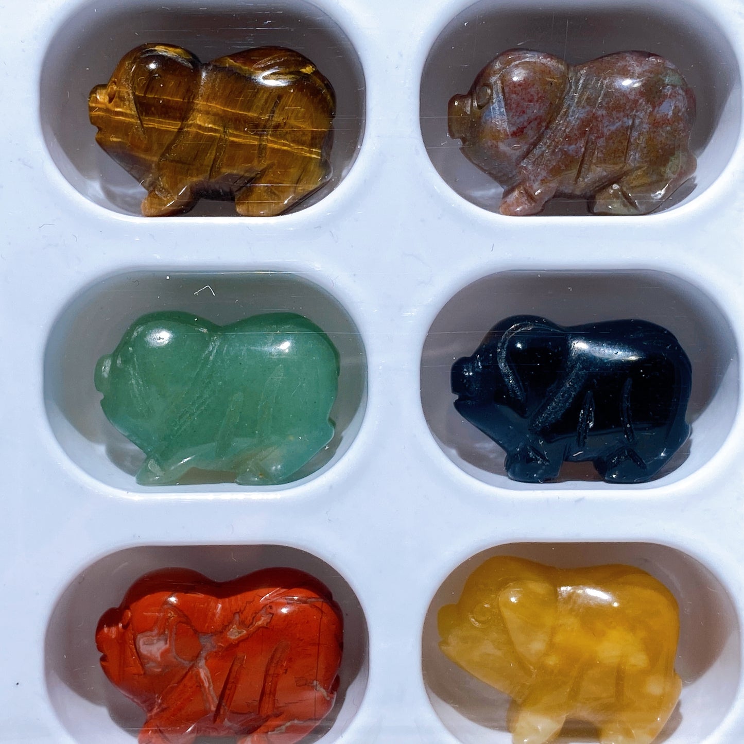 1.0" Crystal Pig Carving Gemstone Box Collection Crystal Healing Bulk Wholesale