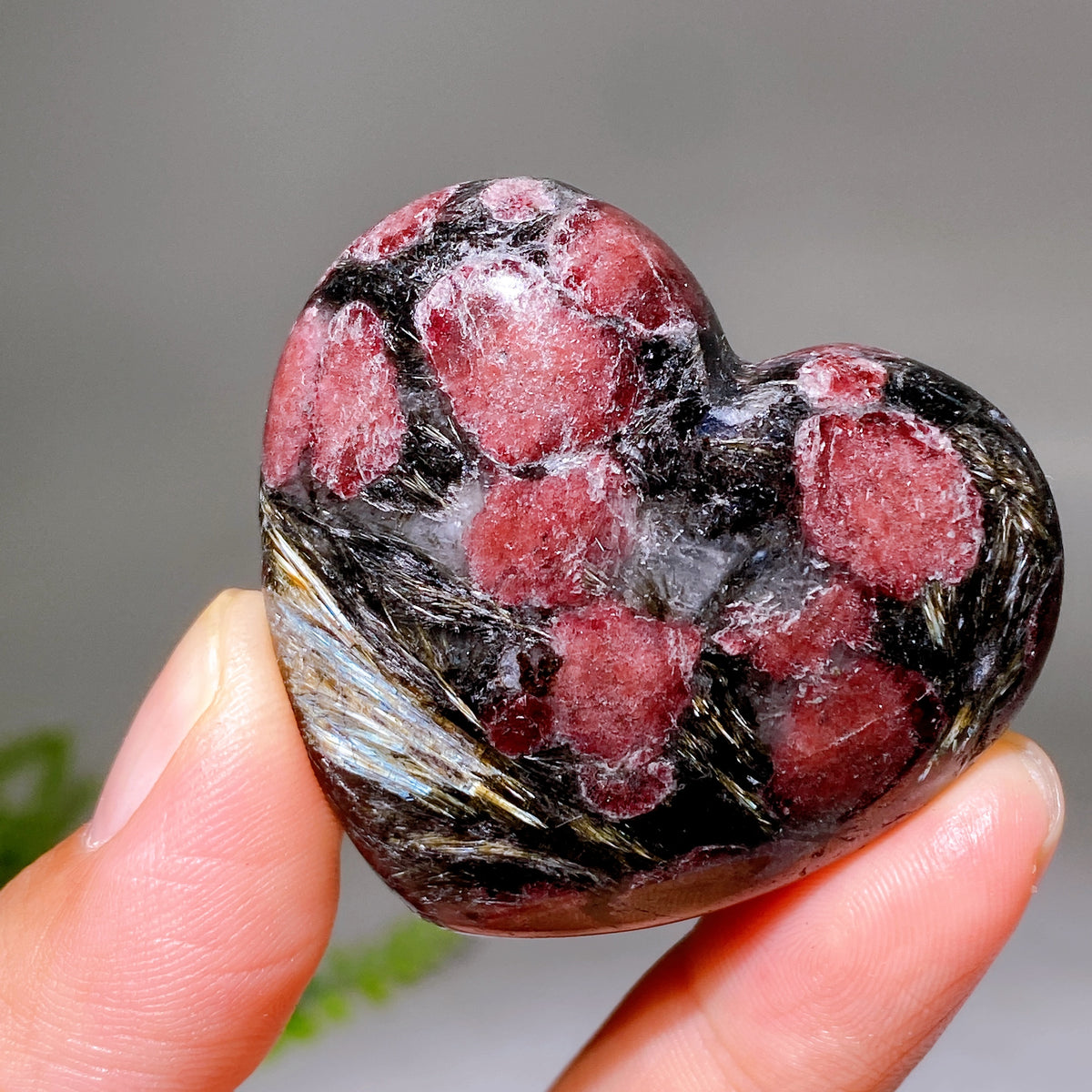 1.8"-2.0" Natural Astrophylite with Garnet Heart Wholesale
