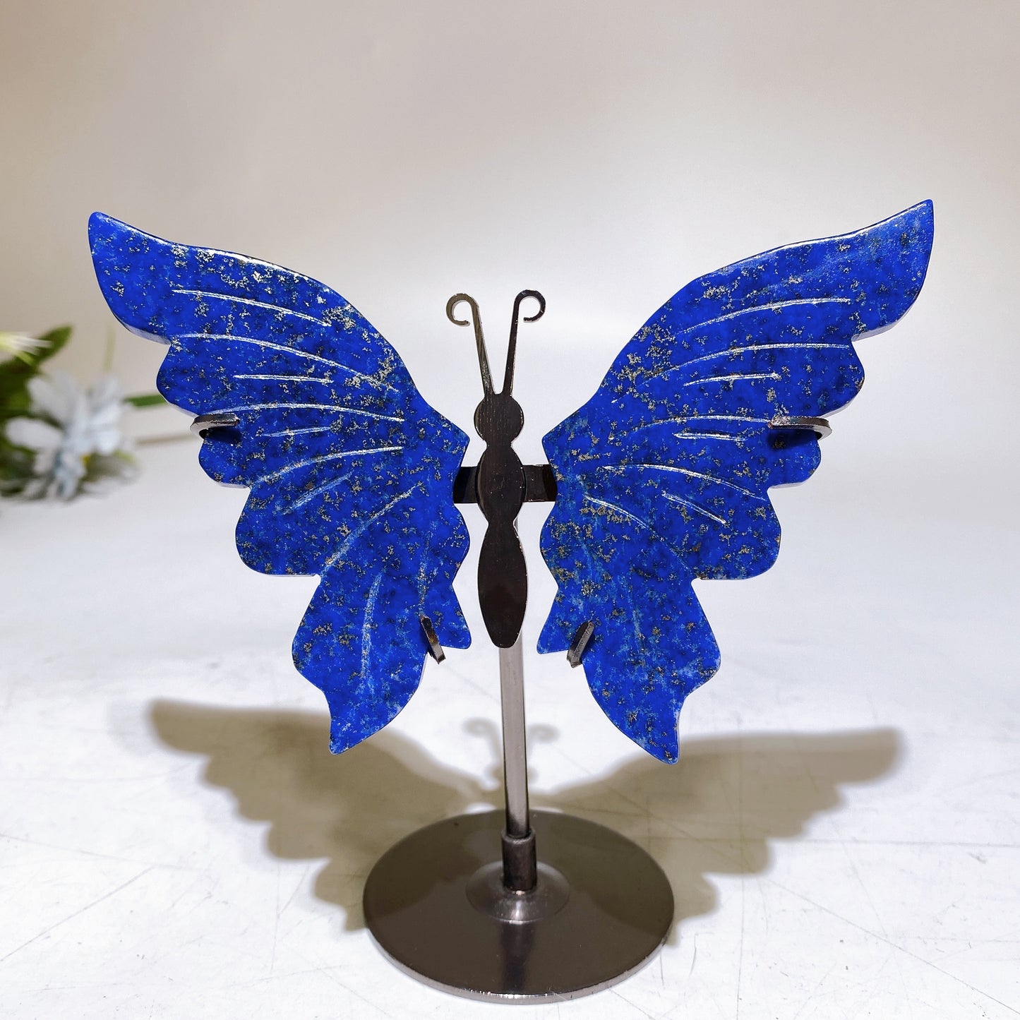 Lapis Ocean Jasper Butterfly Wings with Stand