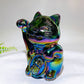 14cm Aura Dark Rainbow Black Obsidian Fortune Cat Carving Wholesale