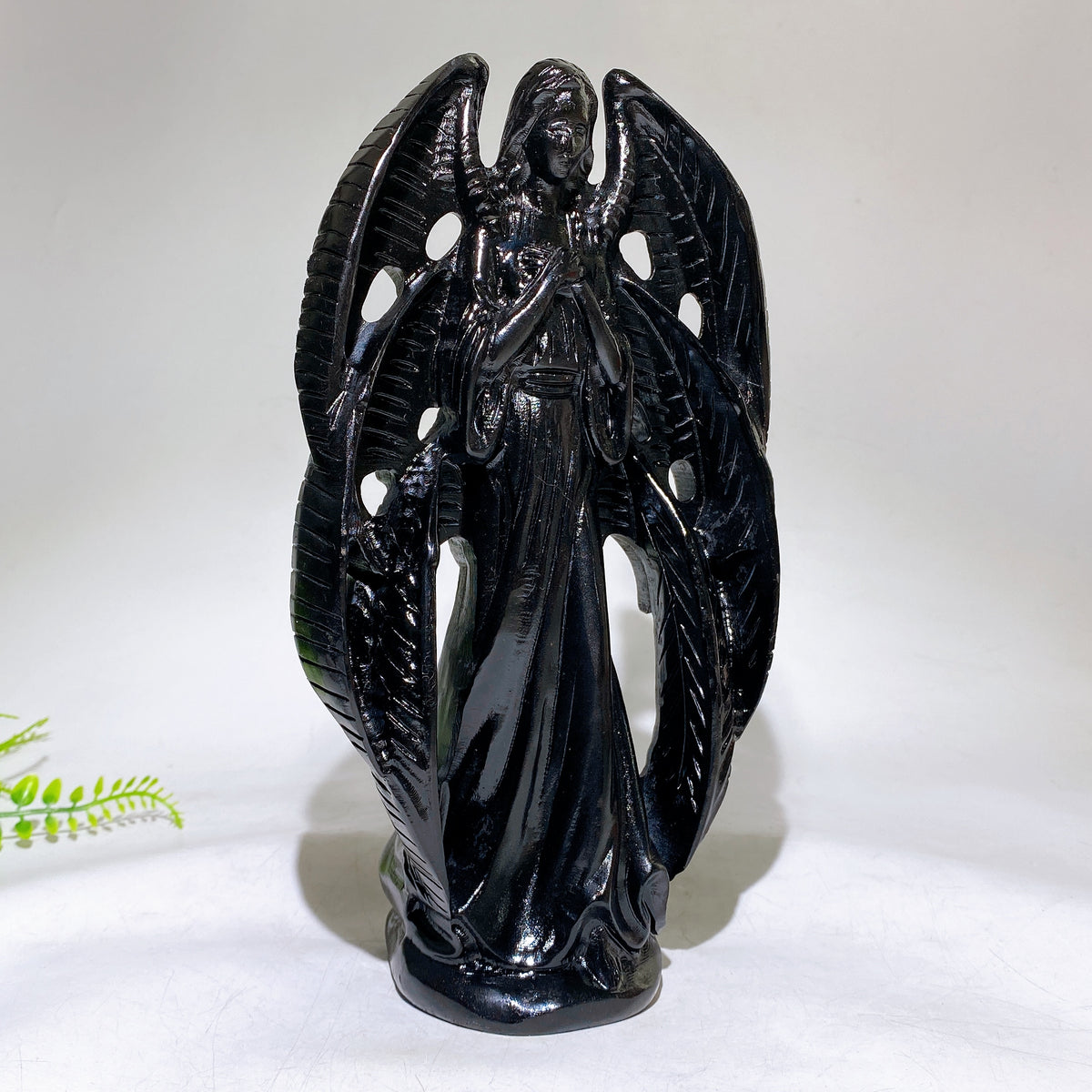 24cm Black Obsididan Seraph Angel Carving Wholesale