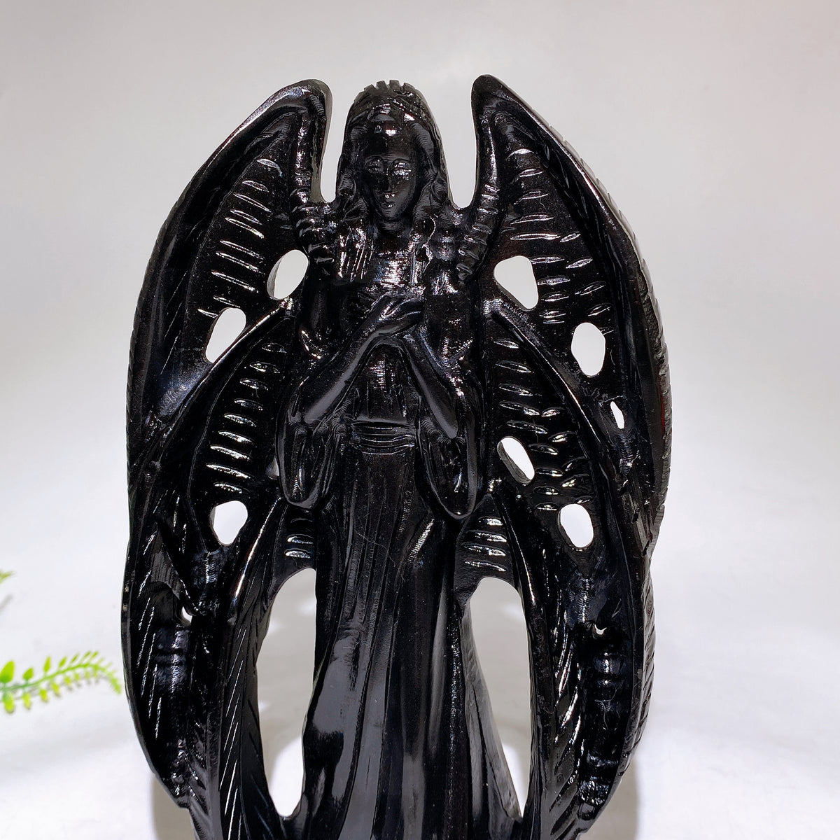 24cm Black Obsididan Seraph Angel Carving Wholesale