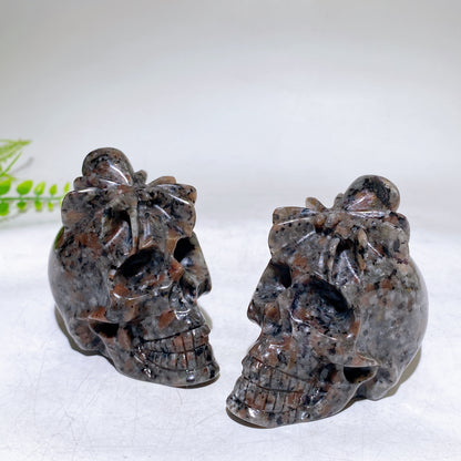 3.1" Yooperlite Serpentine Spider on Skull Carving for Halloween Wholesale New Arrival