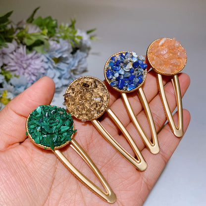 Crystal Chips Round Moon Star Heart Shape Hairpin Crystal Healing Bulk Wholesale