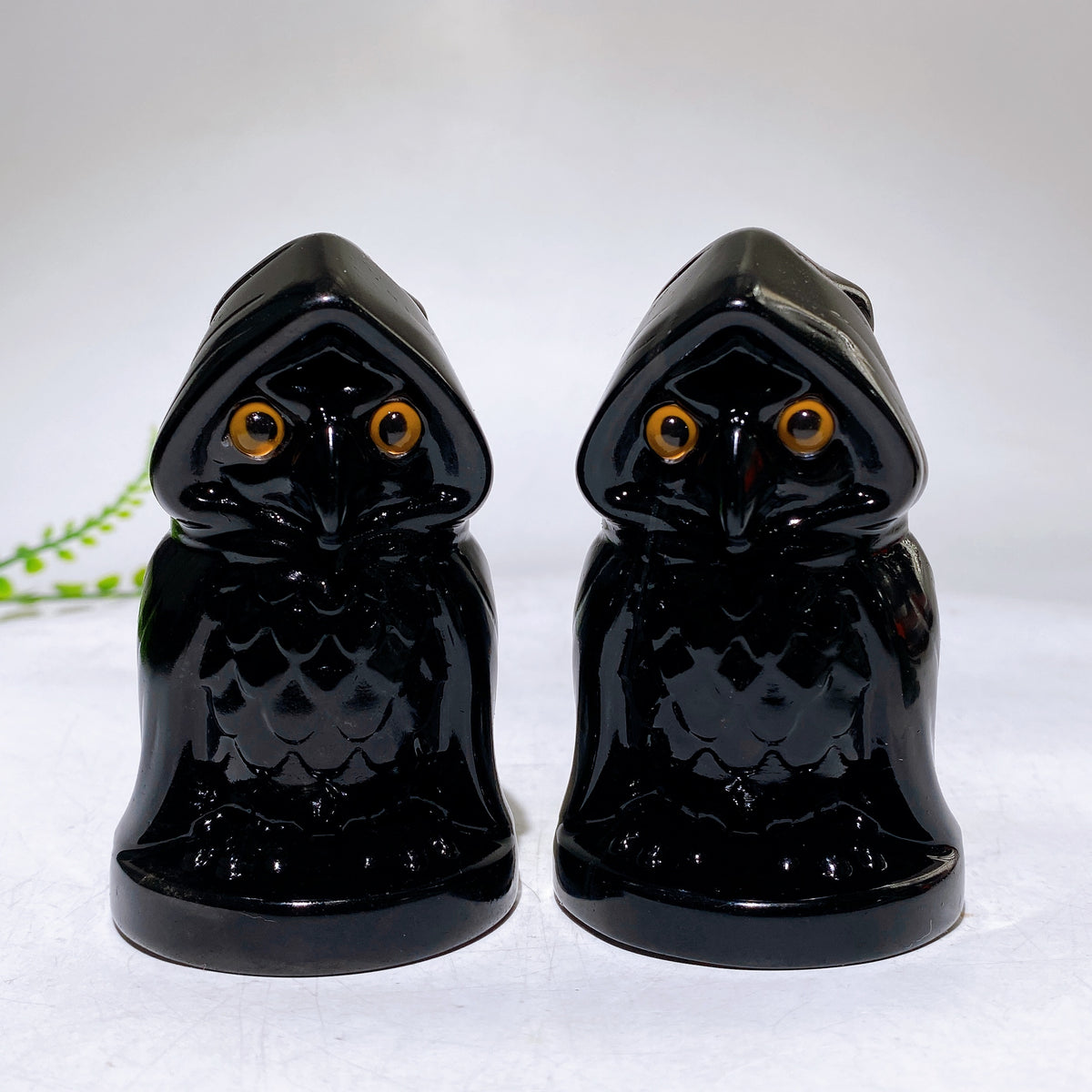 3.2" Black Obsidian Serpentine Owl with Cloark Carving Wholesale