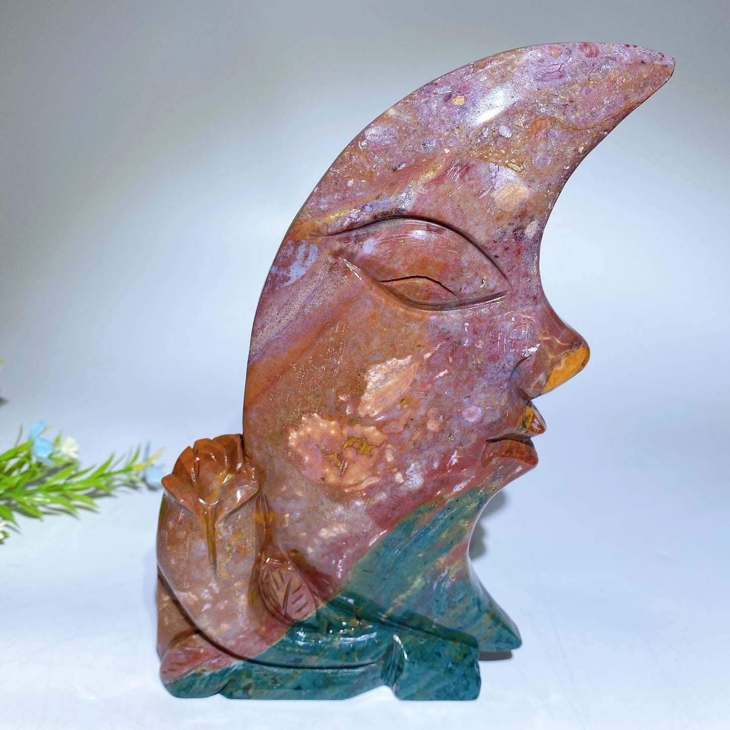 20cm Ocean Jasper Moon Face Carvings Free Form Bulk Wholesale