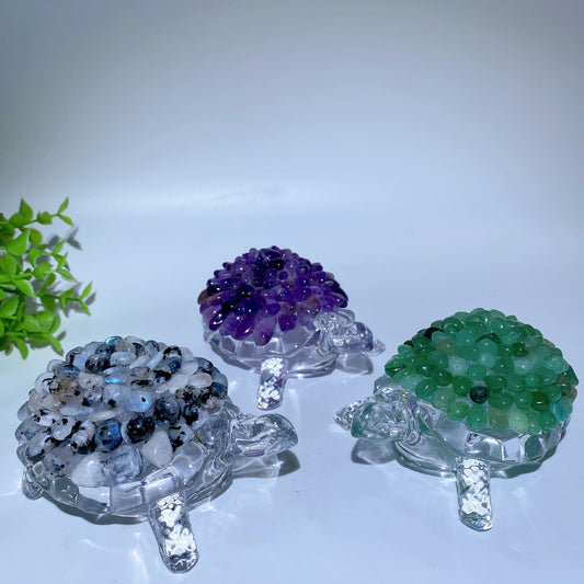 4.5" Crystal Chips Glass Turtle Free Form Crystal Healing Bulk Wholesale