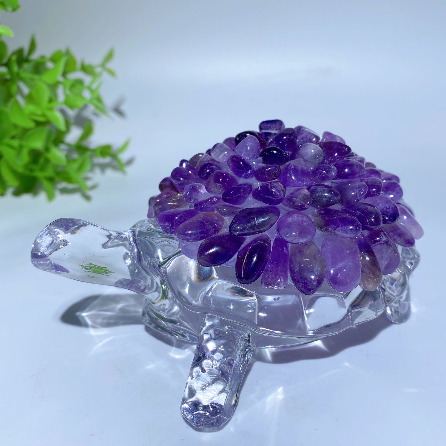 4.5" Crystal Chips Glass Turtle Free Form Bulk Wholesale