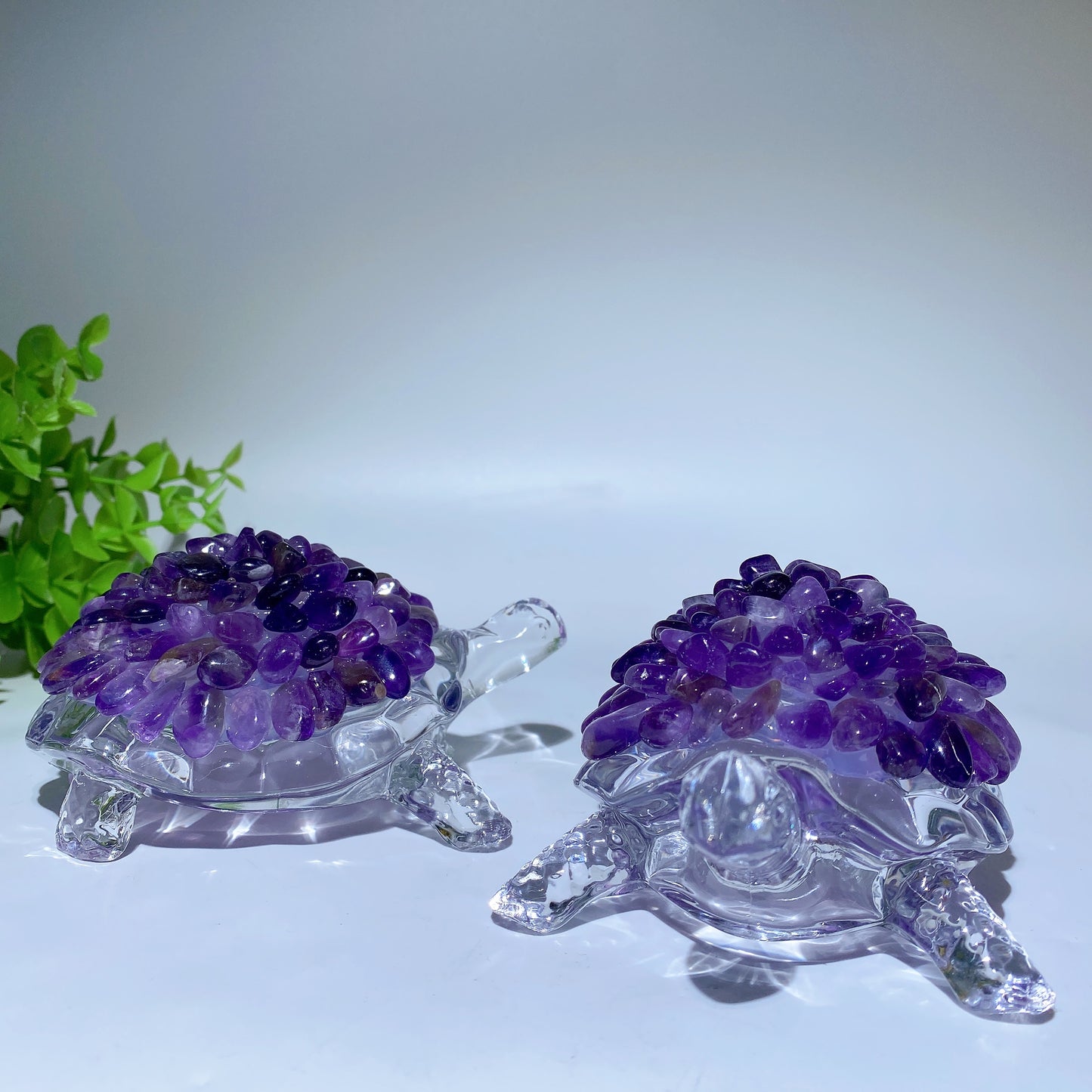 4.5" Crystal Chips Glass Turtle Free Form Bulk Wholesale