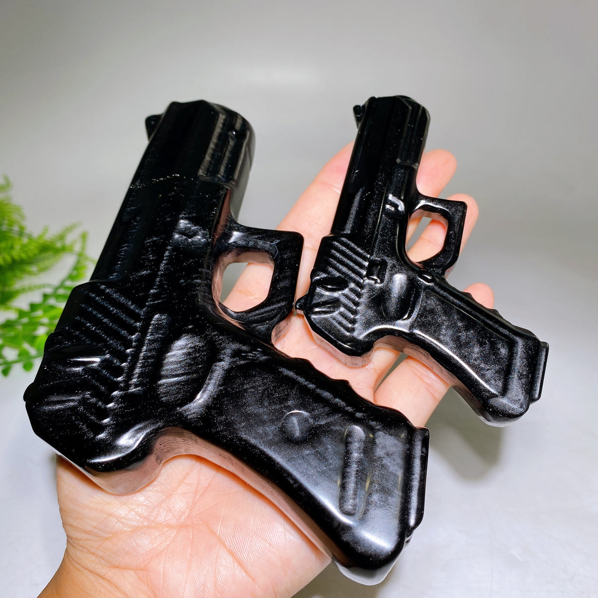 4.0" Natural Crystal Gun Carving Wholesale New