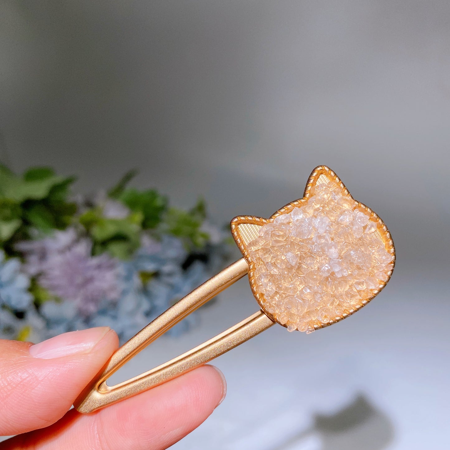 Crystal Chips Round Moon Star Heart Shape Hairpin Crystal Healing Bulk Wholesale