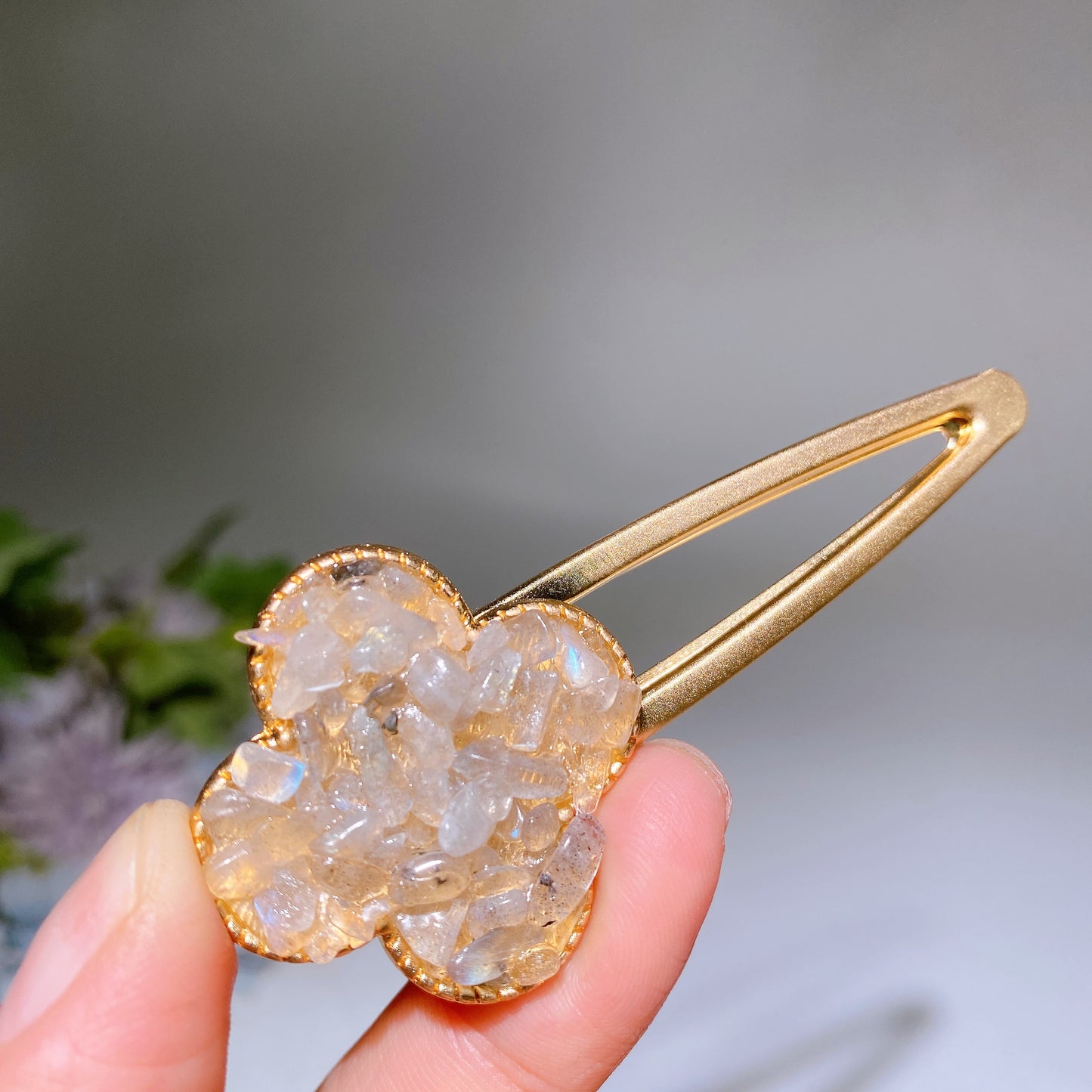 Crystal Chips Round Moon Star Heart Shape Hairpin Crystal Healing Bulk Wholesale