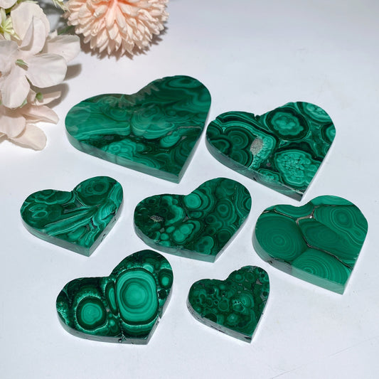1.2"-3.3" Malachite Heart Carvings Bulk Wholesale