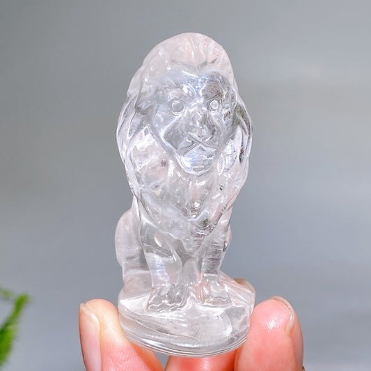 2.4" Natural Clear Quartz Lion Carving Wholesale New Arrival