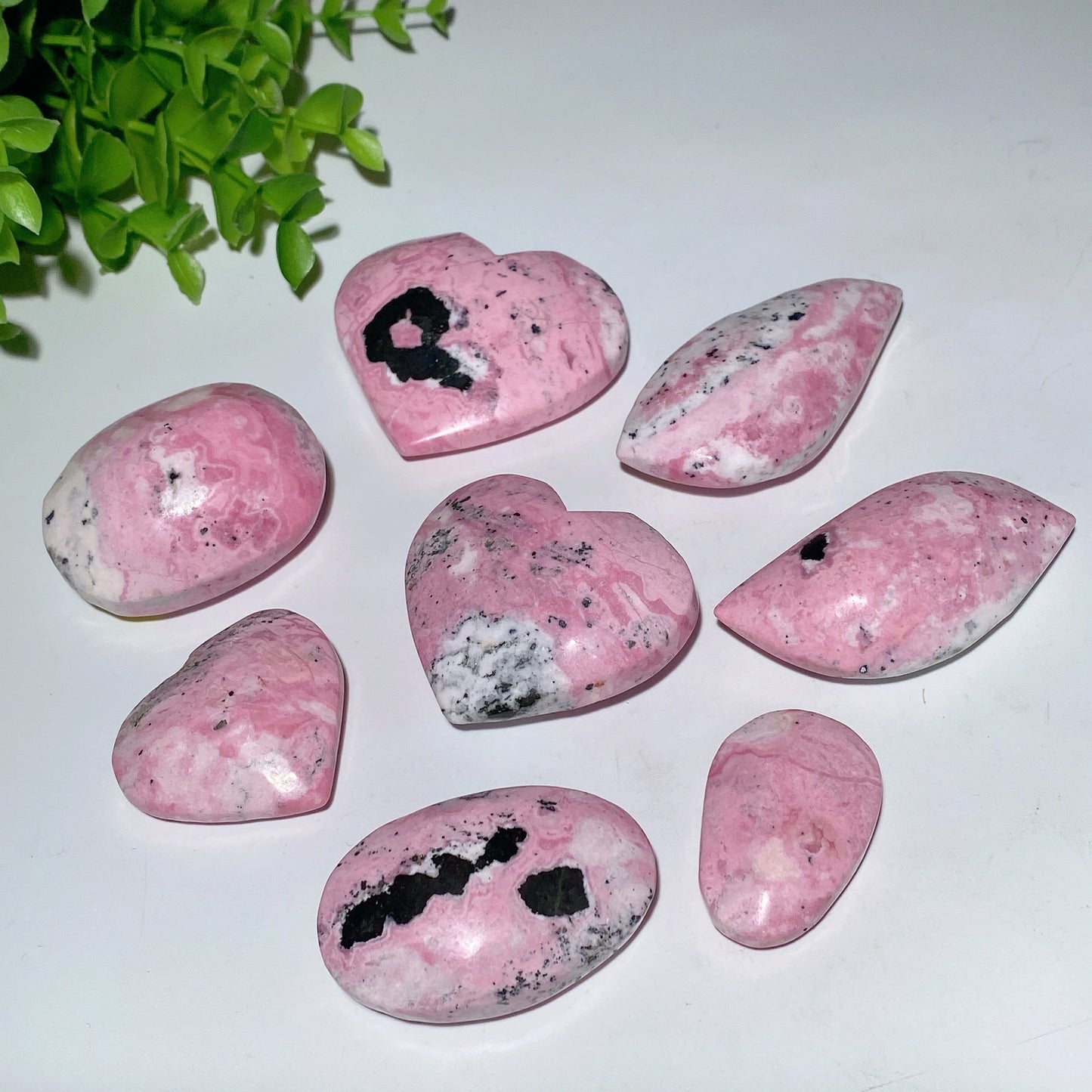 1.5"-2.8" Peru Rhodochrosite Heart Palm Carvings Bulk Wholesale