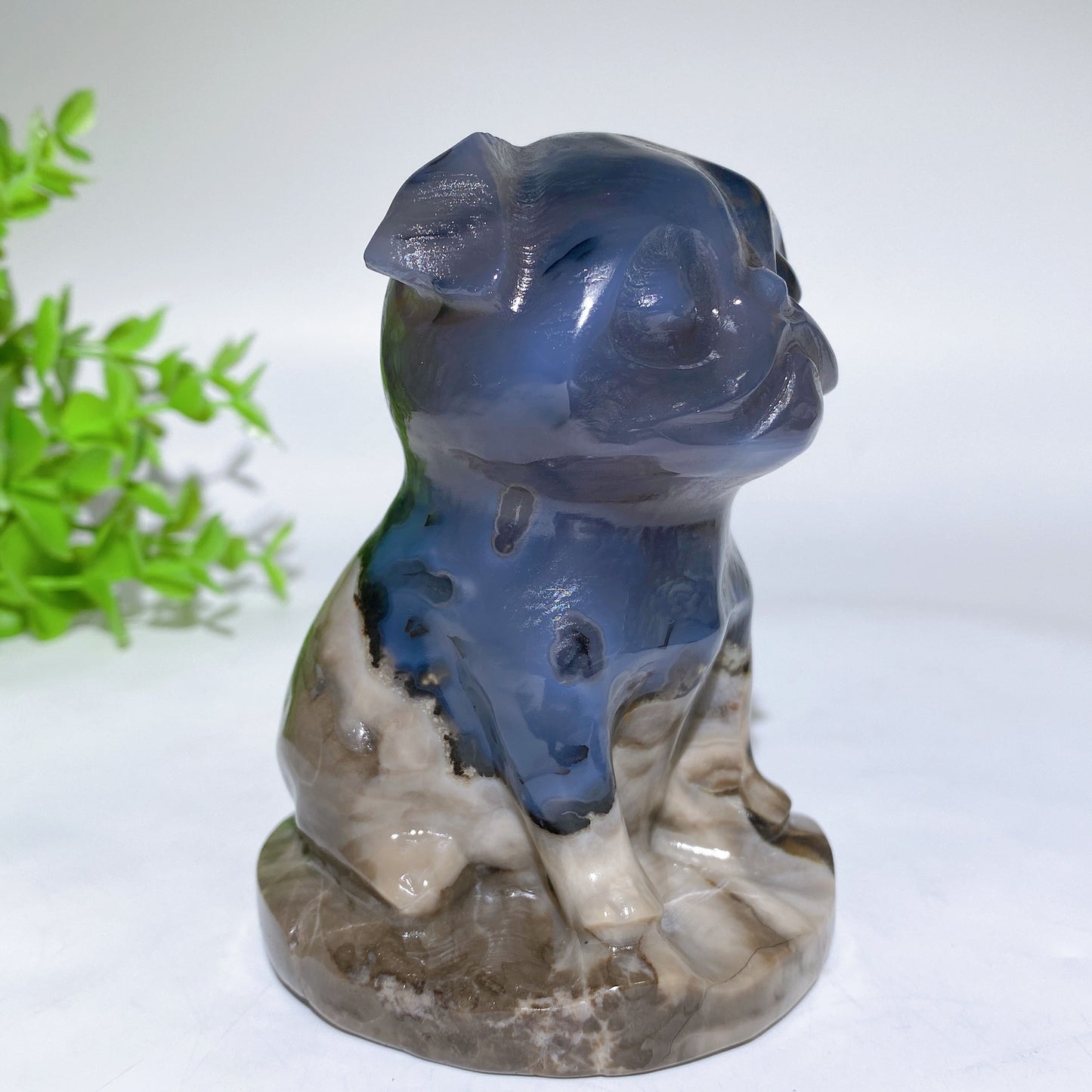 3.8" UV  Reactive Volcanic Agate Pug Dog Carvings Crystal Healing Bulk Wholesale