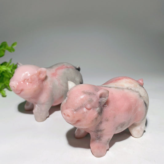 3.8" Pink Jade Pig Carvings Bulk Wholesale