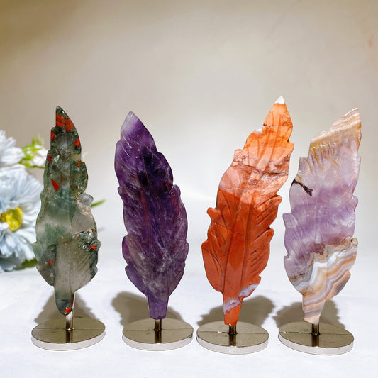 3.5"-3.8" Feather Carving with Stand Crystal Healing Bulk Wholesale