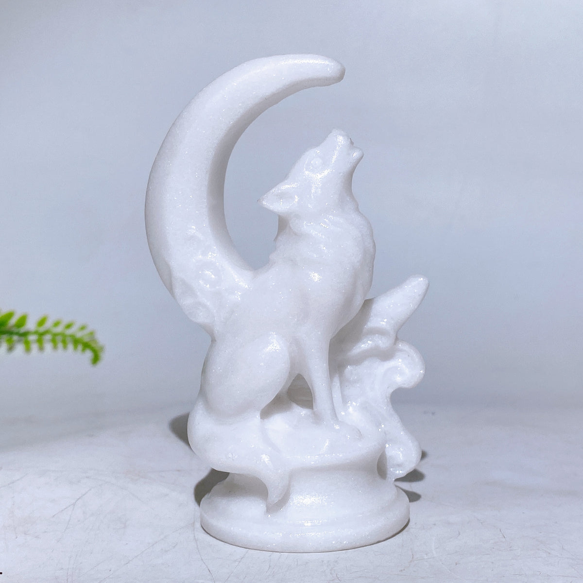 3.9" 4.8" Natural Cryrstal Wolf Moon Carving Wholesale New Arrival