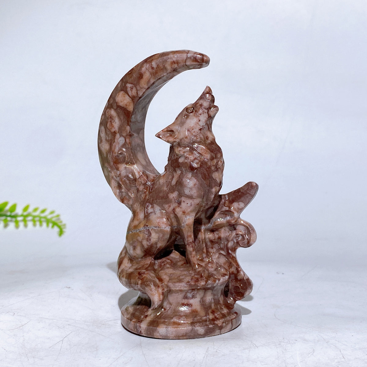 3.9" 4.8" Natural Cryrstal Wolf Moon Carving Wholesale New Arrival