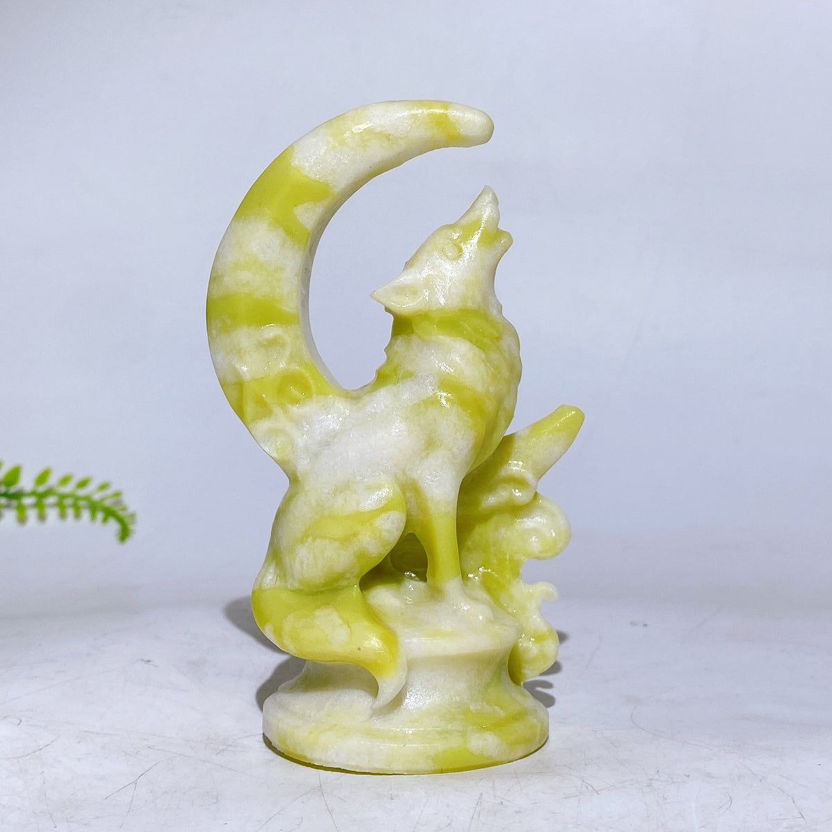 3.9" 4.8" Natural Cryrstal Wolf Moon Carving Wholesale New Arrival